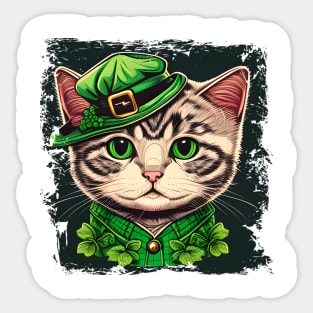 Fat Face Cute Cat Costume For St. Patrick's Day Sticker